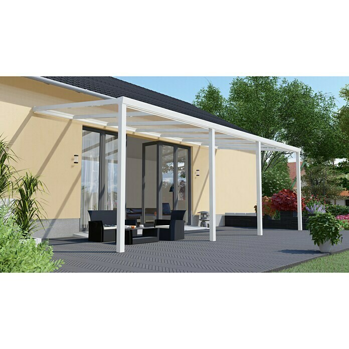 Terrassenüberdachung Light Edition (L x T: 700 x 300 cm, Polycarbonat, Verkehrsweiß, Klar)