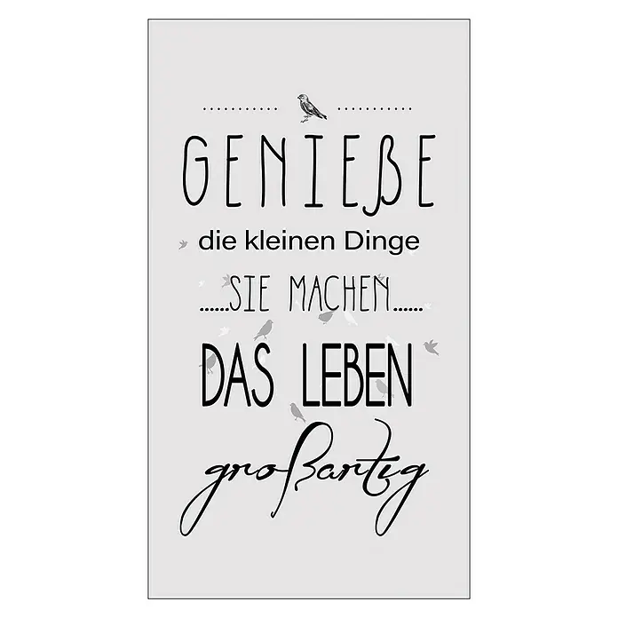 ProArt Type Hype Decopanel - Genieße das Leben, B x H: 15 x 30 cm - Bild mit einem inspirierenden Zitat, das die Schönheit der kleinen Dinge im Leben hervorhebt.