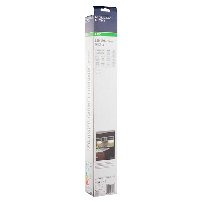 Müller-Licht LED-Unterbauleuchte Balic Sensor WW (8 W, Kabelanschluss, L x B x H: 50 x 2,9 x 1 cm, Silber)