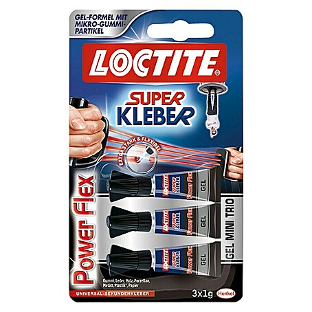 Loctite PowerFlex Sekundenkleber Gel Mini Trio (1 g, Gelartig, Tube)