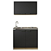 Respekta Merle Miniküche Set 6 (Breite: 100 cm, Schwarz, Edelstahlkochmulde) | BAUHAUS