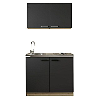 Respekta Merle Miniküche Set 6 (Breite: 100 cm, Schwarz, Edelstahlkochmulde)