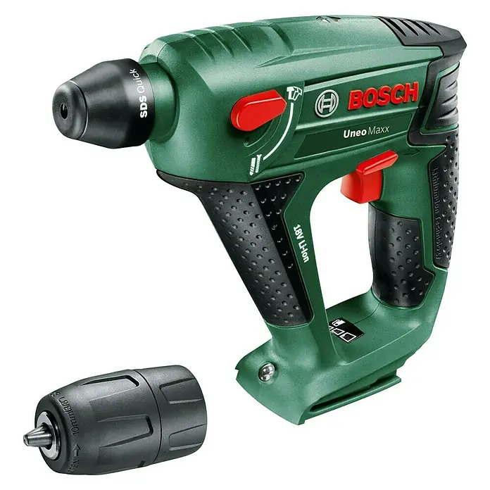 Bosch Power for All 18V Maschinenpaket -  - Akku-Bohrhammer Bosch Uneo Maxx mit SDS-Quick-Bohrfutter und einem zusätzlichen Bohrfutter für vielseitige Bohrarbeiten.