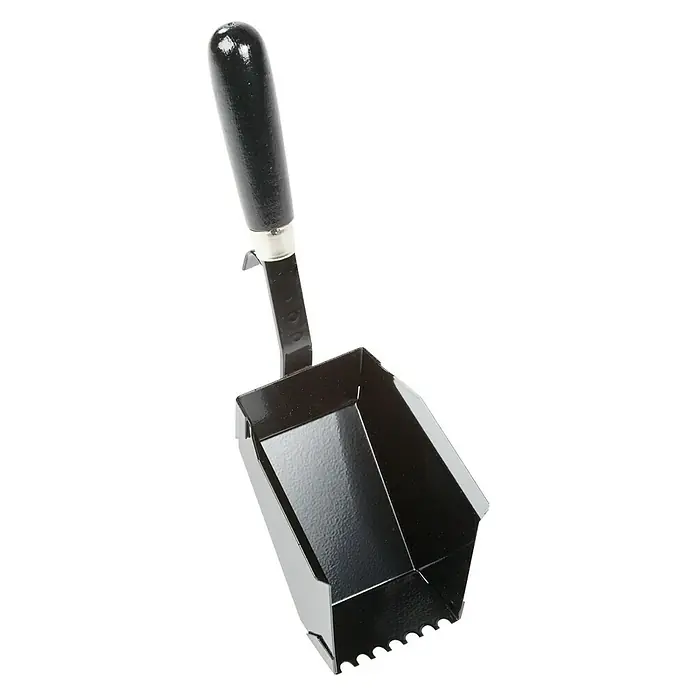 Ytong Llana dentada - Dentado: 7 cm, Metal - Pala de ceniza negra con mango de madera, robusta e ideal para chimenea y estufa. Un accesorio práctico para el hogar.