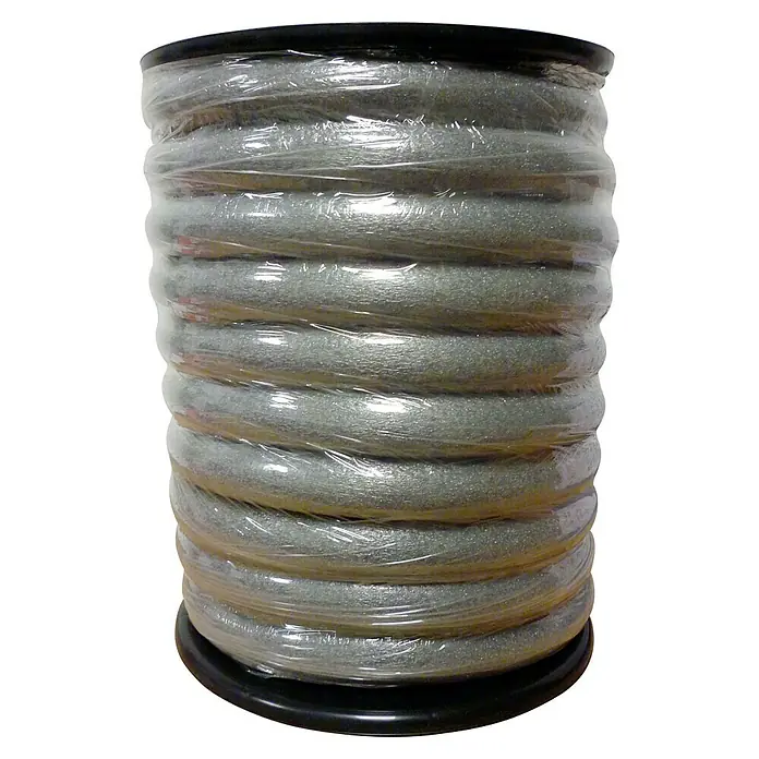 Junta selladora de fondo - An x L: 20 mm x 25 m, Espuma de polietileno - Primer plano de un rollo de sellador gris, utilizado para sellar y aislar tuberías y conductos.
