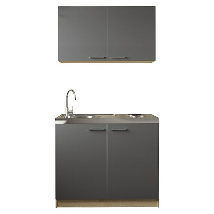 Respekta Merle Miniküche Set 6 (Breite: 100 cm, Grau, Edelstahlkochmulde) | BAUHAUS
