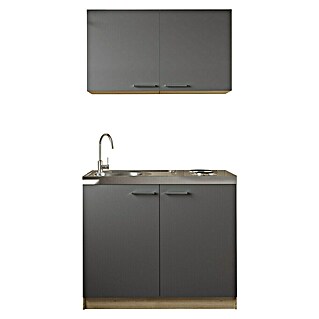 Respekta Merle Miniküche Set 6 (Breite: 100 cm, Grau, Edelstahlkochmulde)