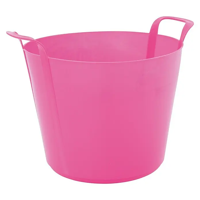 Plastiken Nature Capazo multiusos - 42 l, Rosa, Plástico - Cubo de plástico rosa con dos asas, ideal para jardinería o tareas domésticas. Versátil y resistente.
