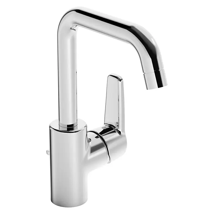 Hansa Polo Waschtischarmatur - Mit Zugstange, Chrom, Glänzend, Schwenkbar - Glänzender Wasserhahn mit modernem Design für Küche oder Bad, ideal für stilvolle und funktionale Waschbereiche.