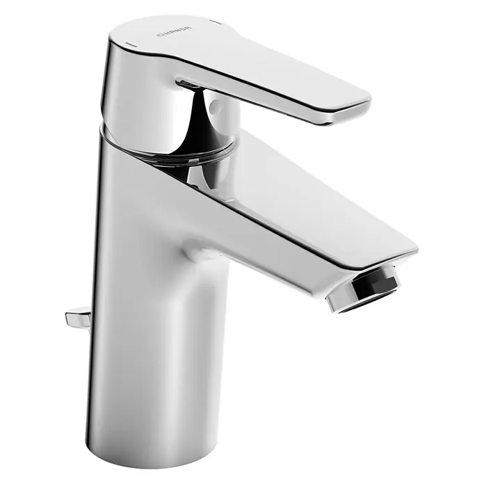 Hansa Polo Waschtischarmatur - Niederdruck, Chrom, Glänzend - Nahaufnahme eines glänzenden, modernen Hansa Waschtischarmatur mit minimalistischem Design und klaren Linien.