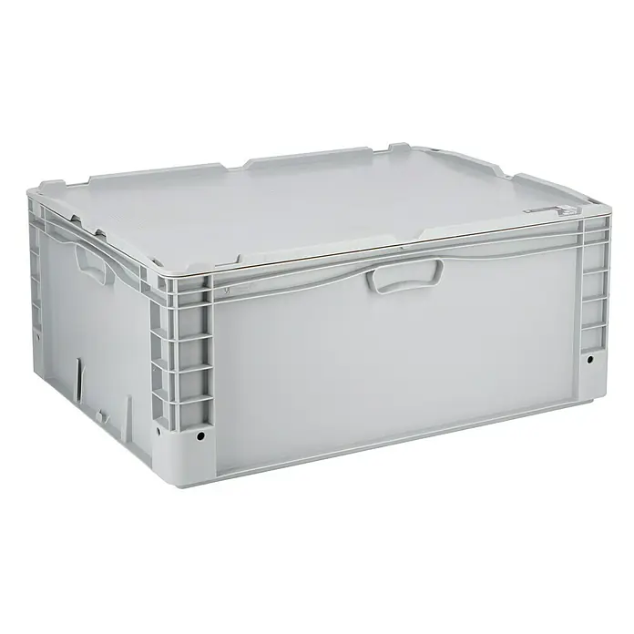 Surplus Systems Eurobox - L x B x H: 80 x 60 x 32 cm, Kunststoff, Grau - Graue Kunststoffbox mit Deckel. Ideal für Lagerung und Transport, robust und vielseitig einsetzbar.