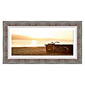 Cuadro enmarcado (Playa y bicicleta, 129 x 70 cm, Plateado)