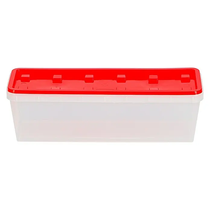 Wisent Caja de almacenaje b-boXx - L x An x Al: 90 x 270 x 84 mm, Plástico, Rojo/Transparente - Caja de plástico transparente con tapa roja, ideal para guardar y organizar diversos objetos.