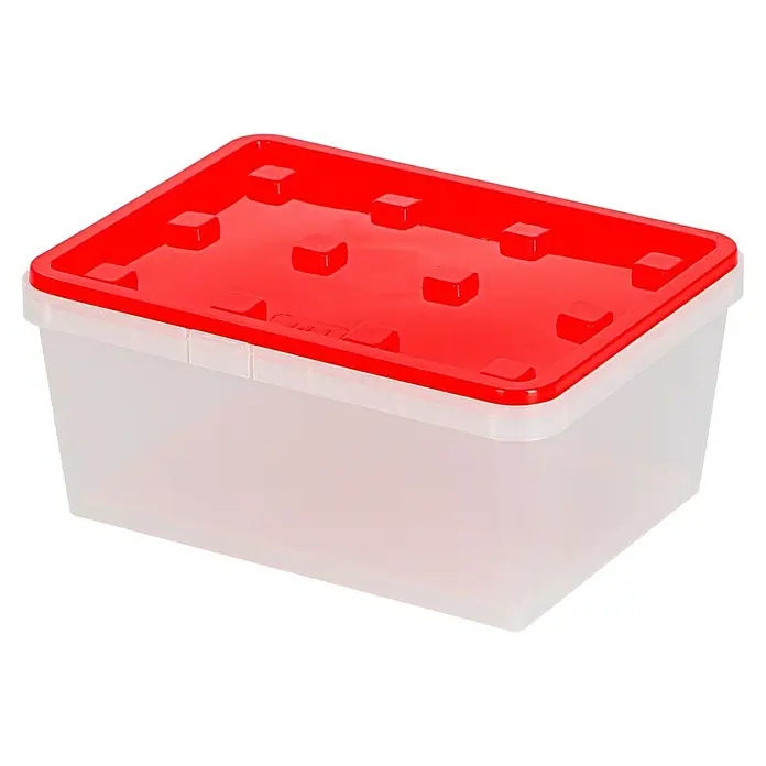 Wisent Caja de almacenaje b-boXx - L x An x Al: 90 x 270 x 84 mm, Plástico, Rojo/Transparente - Caja de plástico con tapa roja, perfecta para guardar y organizar diversos objetos. Solución práctica y versátil.