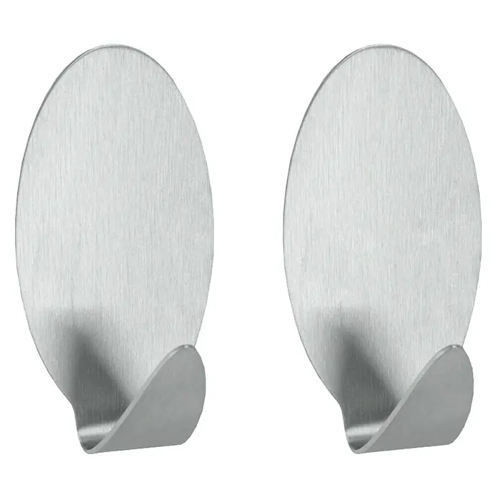 Metaltex Aufhängehaken Jumbo - Silber, 3,5 x 6,5 cm, 2 Stk., Stahl - Zwei runde, silberfarbene Wandhaken mit gebogener Form für Kleidung oder Accessoires. Perfekt für Bad, Küche und Flur, einfache Montage.