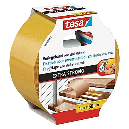 Tesa Verlegeband (10 m x 50 mm, Beidseitig selbstklebend, Geeignet für: Fußbodenheizung)