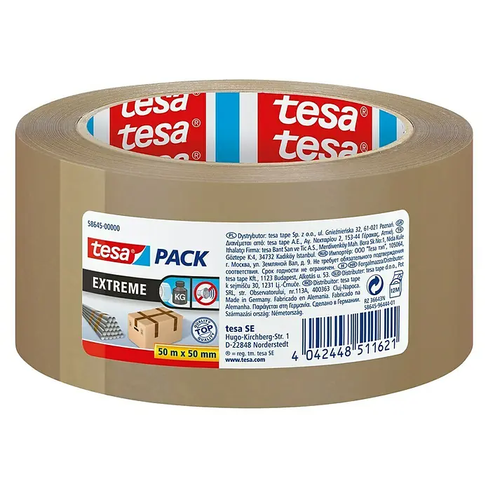 Tesa Pack Paketklebeband Extreme - Braun, 50 m x 50 mm - Tesa Pack Extreme: Eine braune Verpackungsklebebandrolle, ideal zum sicheren Verschließen von Paketen und Kartons.