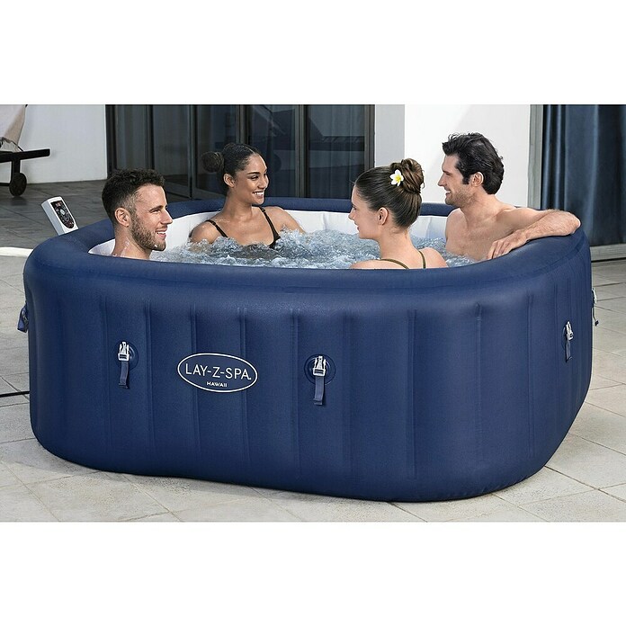 Bestway Lay-Z-Spa Mobilni hidromasažni bazen AirJet 6 Hawaii  (D x Š x V: 180 x 180 x 71 mm, Tamno plava, 840 l) | BAUHAUS