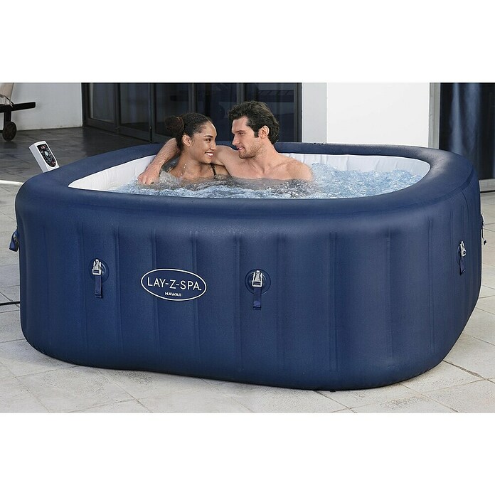 Bestway Lay-Z-Spa Mobilni hidromasažni bazen AirJet 6 Hawaii  (D x Š x V: 180 x 180 x 71 mm, Tamno plava, 840 l) | BAUHAUS