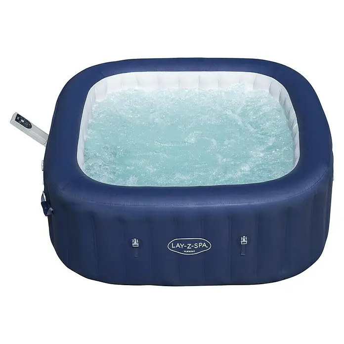 Bestway Lay-Z-Spa Mobil-Whirlpool Hawaii AirJet™ - L x B x H: 180 x 180 x 71 mm, Kobaltblau, 840 l - Aufblasbarer Lay-Z-Spa Hawaii mit Bedienfeld. Der Whirlpool ist mit Wasser gefüllt und betriebsbereit. Ideal für Entspannung im eigenen Garten.