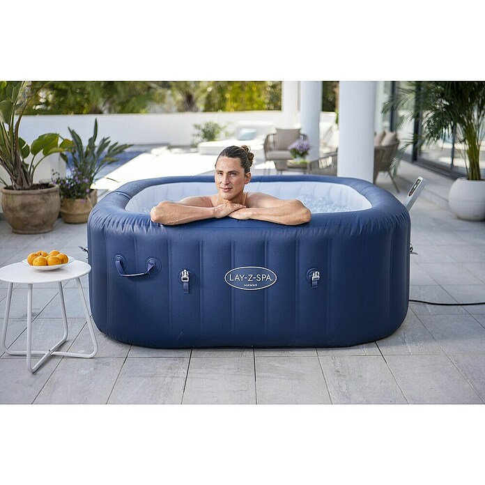 Bestway Lay-Z-Spa Mobilni hidromasažni bazen AirJet 6 Hawaii  (D x Š x V: 180 x 180 x 71 mm, Tamno plava, 840 l) | BAUHAUS