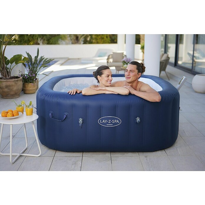 Bestway Lay-Z-Spa Mobilni hidromasažni bazen AirJet 6 Hawaii  (D x Š x V: 180 x 180 x 71 mm, Tamno plava, 840 l) | BAUHAUS