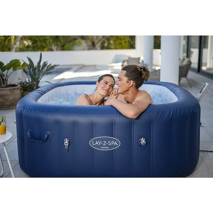 Bestway Lay-Z-Spa Mobilni hidromasažni bazen AirJet 6 Hawaii  (D x Š x V: 180 x 180 x 71 mm, Tamno plava, 840 l) | BAUHAUS