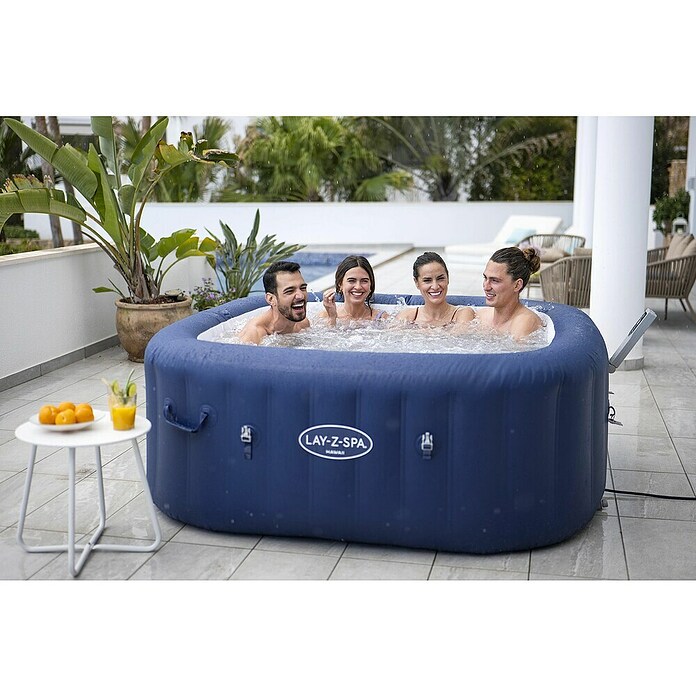 Bestway Lay-Z-Spa Mobilni hidromasažni bazen AirJet 6 Hawaii  (D x Š x V: 180 x 180 x 71 mm, Tamno plava, 840 l) | BAUHAUS