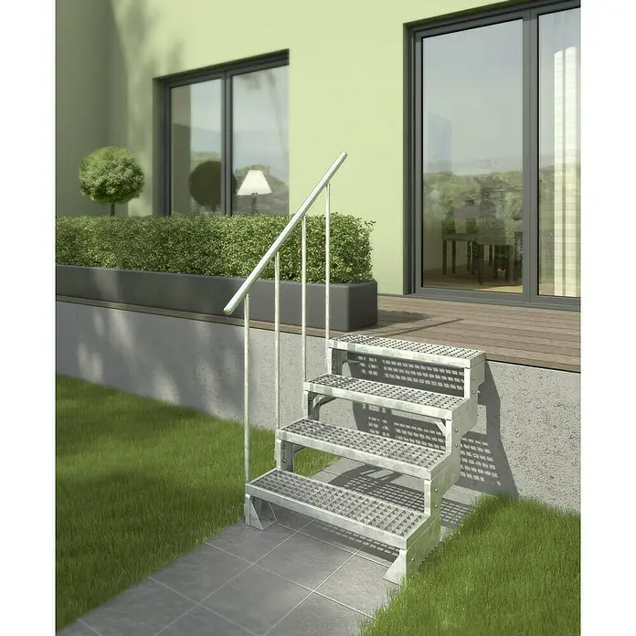 Dolle Treppenstufe - Gitterroststufe, 80 x 23 cm, Passend für: Dolle Außentreppe Gardentop - Außentreppe mit Handlauf, perfekt für den Garten oder die Terrasse. Die Metalltreppe bietet einen sicheren Auf- und Abstieg.