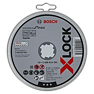 Bosch Professional X-Lock Disco de corte Standard (125 mm, Espesor disco: 1 mm, 10 ud., Apto para: Metal)