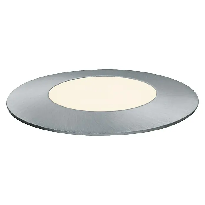 Paulmann Plug & Shine LED-Gartenspot Floor Mini - 2,5 W, 24 V, IP65 - Runde, flache LED-Deckenleuchte mit silbernem Rahmen und warmweissem Licht, ideal für moderne Innenräume.
