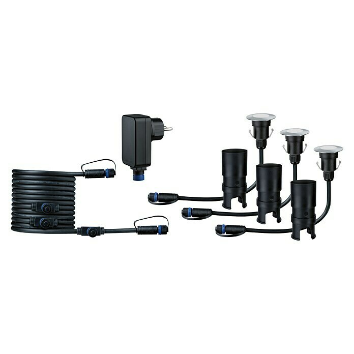 Paulmann Plug & Shine LED-Gartenspot-Set3 x 2,5 W, 24 V, IP65, Höhe: 90 mm Front View