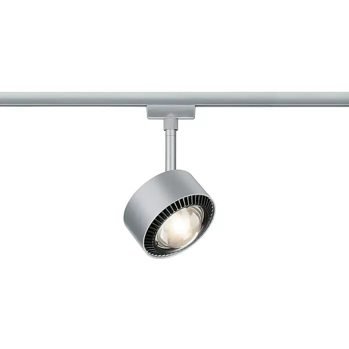 Paulmann URail Foco LED para riel Aldan - 9 W, Cromado mate, L x An x Al: 9,8 x 9,8 x 17 cm - Luminaria de carril plateada con diseño moderno, ideal para iluminación focalizada y ajustable en cualquier espacio.