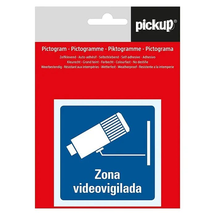 Pickup Etiqueta adhesiva - Motivo: Zona videovigilada, Azul - Adhesivo de señal de videovigilancia Pickup, ideal para marcar áreas vigiladas. Autoadhesivo, resistente al color y a la intemperie.