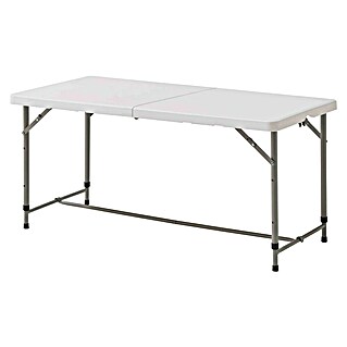 Mesa de jardín Alan (L x An x Al: 122 x 61 x 74 cm, HDPE/Acero, Blanco roto)