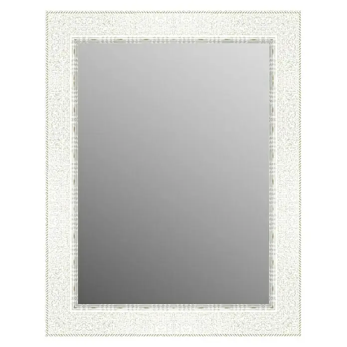 Espejo de pared Roma - 64 x 84 cm, Blanco decapado - Este elegante espejo rectangular con marco blanco es un complemento elegante para cualquier habitación, que refleja luz y belleza.