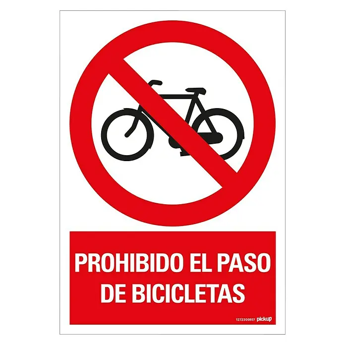 Pickup Señal de prohibición - Motivo: Prohibido el paso de bicicletas, L x An: 33 x 23 cm - Señal de prohibido bicicletas: El símbolo rojo con una bicicleta tachada indica que está prohibido el paso de bicicletas.