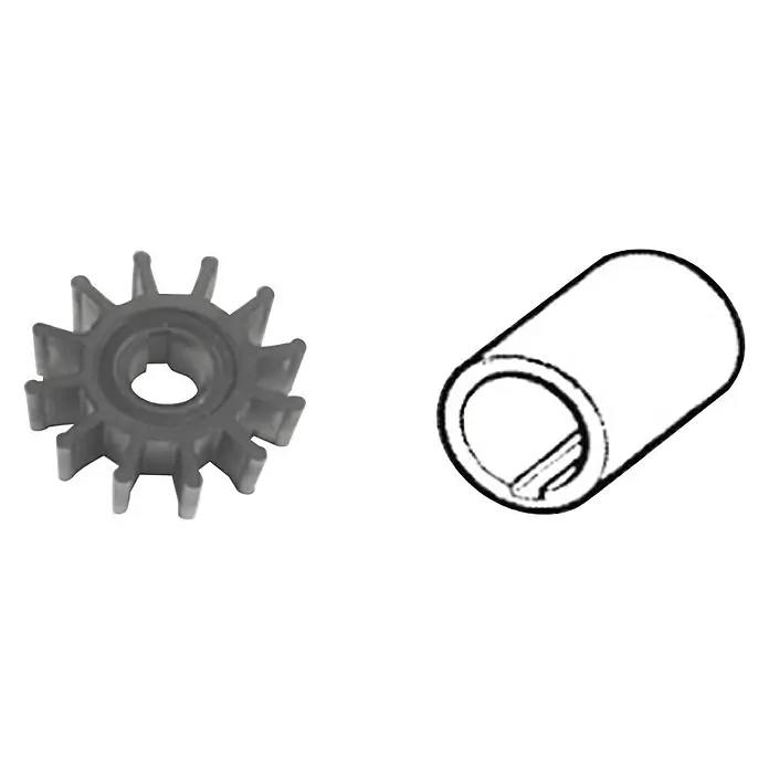 CEF Impeller 500103 GT - Ø x L: 62 x 31,7 mm, Wellendurchmesser: 15,9 mm - Abbildung eines Impellers mit mehreren Schaufeln und eines zylindrischen Hülseneinsatzes für industrielle Anwendungen.