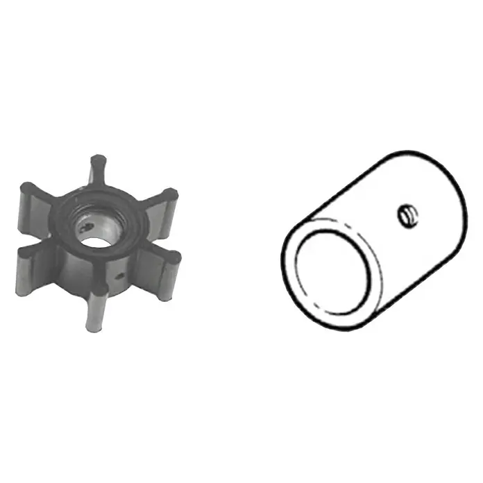 CEF Impeller 500101 GX - Ø x L: 50,8 x 22,1 mm, Wellendurchmesser: 12,15 mm - Das Bild zeigt ein Wasserpumpenrad und eine Buchse, beides wichtige Komponenten für die Kühlung von Motoren.