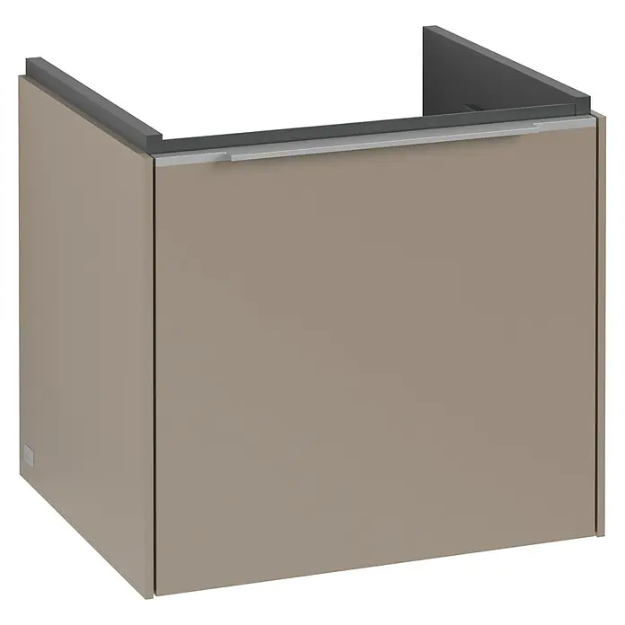 Villeroy & Boch Subway 3.0 Waschbeckenunterschrank - Taupe, Anzahl Schubladen: 1 Stk., Farbe Griff: Aluminium glänzend, B x T x H: 47,3 x 40,8 x 42,9 cm, Mit Beleuchtung - Ein eleganter Badezimmerschrank in Taupe mit schlichten, modernen Linien. Das Möbelstück bietet Stauraum und ein minimalistisches Design.