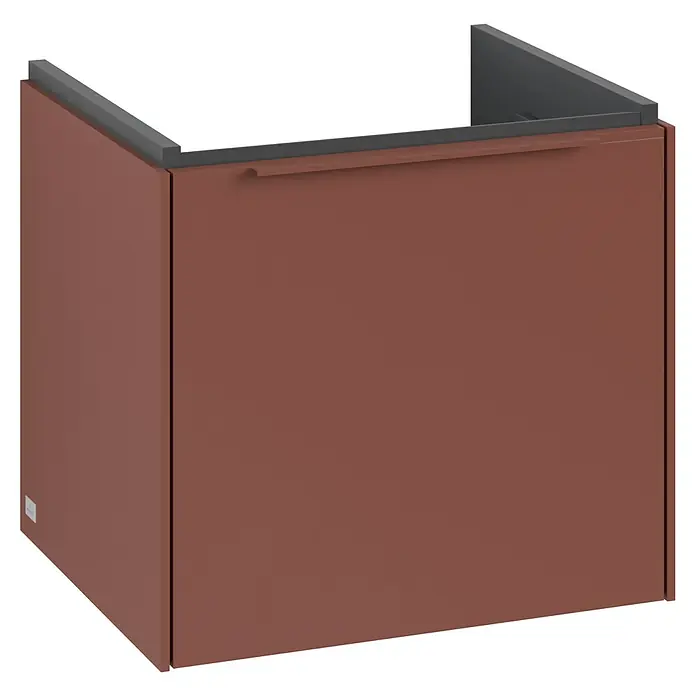 Villeroy & Boch Subway 3.0 Waschbeckenunterschrank - Wine Red, Anzahl Schubladen: 1 Stk., Farbe Griff: Monochrom, B x T x H: 47,3 x 40,8 x 42,9 cm - Badezimmermöbel in Braun mit schlichtem Design. Ideal für moderne Bäder, bietet dieser Schrank praktischen Stauraum und ein elegantes Aussehen.