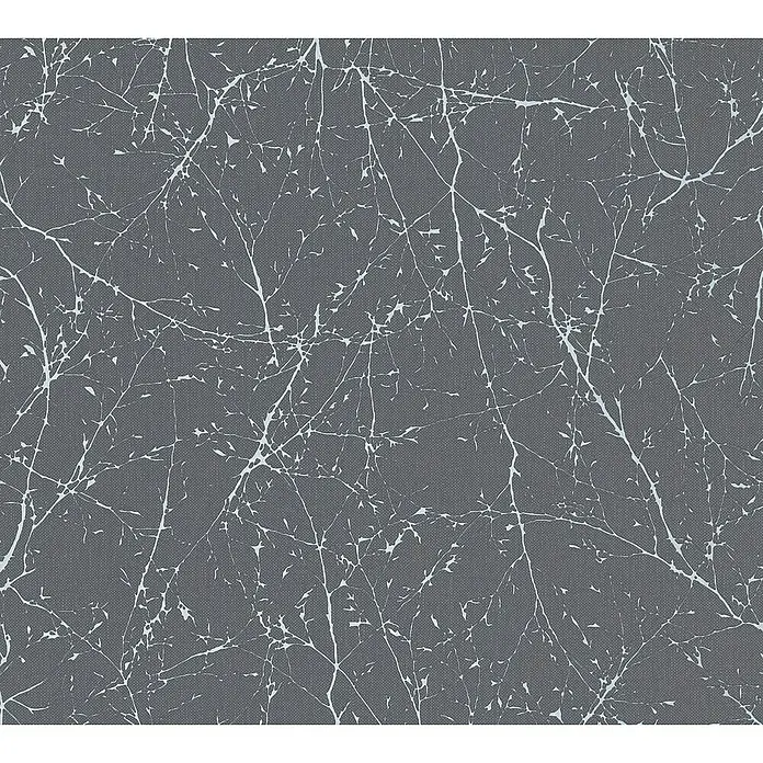 A.S. Création Elegance 3 Vliestapete Verzweigte Äste - Grau/Metallic, Floral, 10,05 x 0,53 m - Grauer Stoff mit filigranem, weißem Zweigmuster, ideal für stilvolle Dekorations- und Bekleidungsprojekte. Hochwertige Textur für vielseitige Anwendungen.