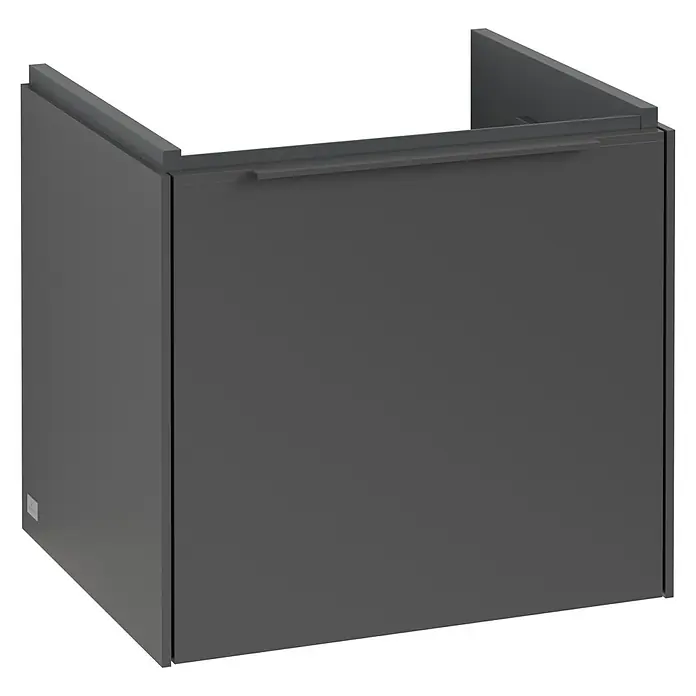 Villeroy & Boch Subway 3.0 Waschbeckenunterschrank - Graphite, Anzahl Schubladen: 1 Stk., Farbe Griff: Monochrom, B x T x H: 47,3 x 40,8 x 42,9 cm, Mit Beleuchtung - Ein grauer Waschbeckenunterschrank mit Griff, ideal für moderne Badezimmer, bietet praktischen Stauraum und stilvolles Design.