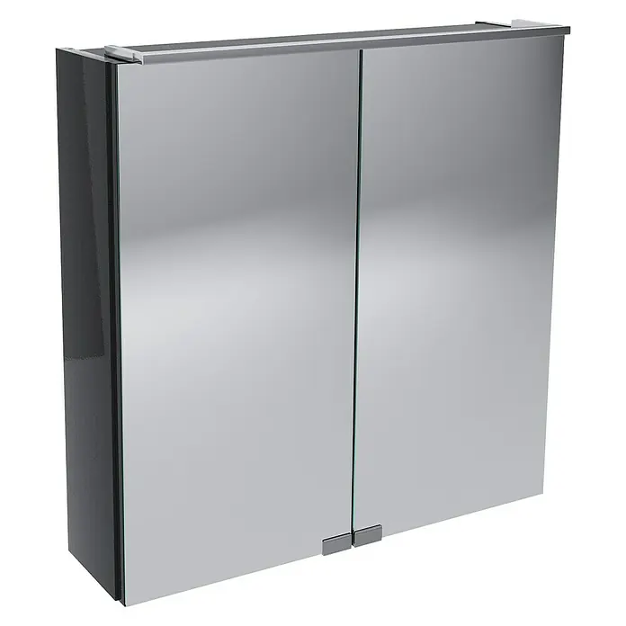 Camargue Stella LED-Spiegelschrank - B x H: 60 x 68,4 cm, Mit Beleuchtung, Grafit - Der Spiegelschrank mit zwei Türen bietet praktischen Stauraum im Badezimmer und überzeugt mit seinem schlichten Design.