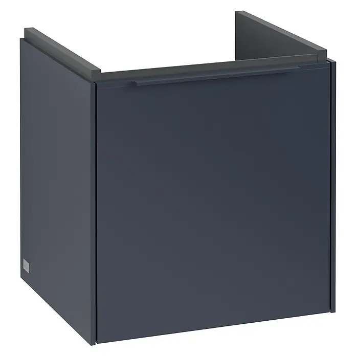 Villeroy & Boch Subway 3.0 Waschbeckenunterschrank - Marine Blue, Anzahl Türen: 1 Stk., Farbe Griff: Monochrom, B x T x H: 42,3 x 37,8 x 42,9 cm, DIN Anschlag: Links - Moderne Badezimmereinheit mit Schublade in Anthrazit. Das schlichte Design macht sie zu einer stilvollen Ergänzung für jedes Badezimmer.