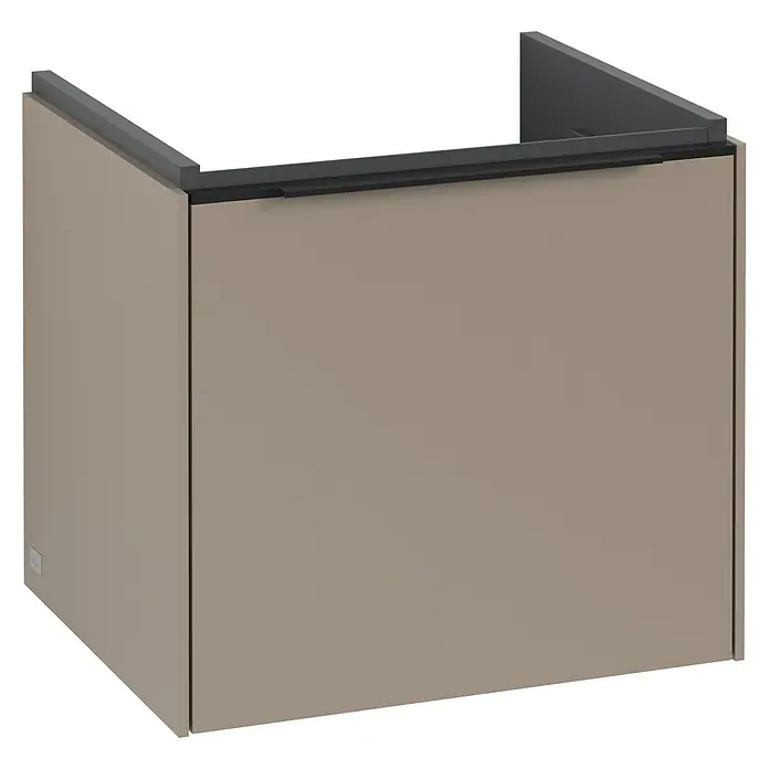 Villeroy & Boch Subway 3.0 Waschbeckenunterschrank - Taupe, Anzahl Schubladen: 1 Stk., Farbe Griff: Volcano Black, B x T x H: 47,3 x 40,8 x 42,9 cm - Moderne Waschtischunterschrank in Taupe mit dunklen Akzenten. Elegantes Design für ein stilvolles Badezimmer.