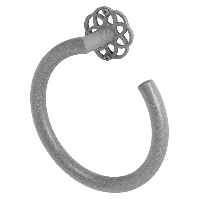 CM Baños Mandala Toallero de anilla - Gris - Toallero de argolla gris con soporte en forma de flor para baño o aseo. Accesorio de baño práctico y elegante.