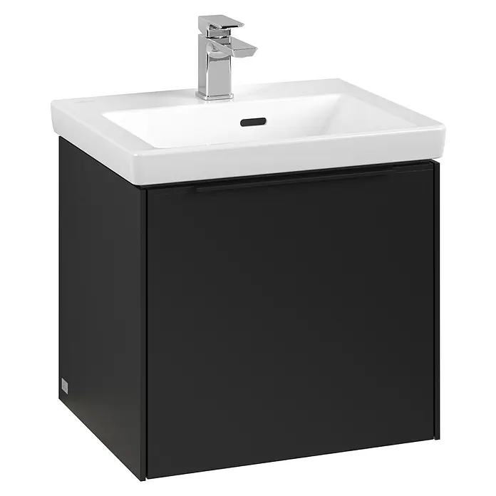 Villeroy & Boch Subway 3.0 Waschbeckenunterschrank - Volcano Black, Anzahl Schubladen: 1 Stk., Farbe Griff: Volcano Black, B x T x H: 47,3 x 40,8 x 42,9 cm, Mit Beleuchtung - Schwarzer Waschtischunterschrank mit Waschbecken und Armatur. Das moderne Design bietet praktischen Stauraum und eine elegante Optik fürs Bad.