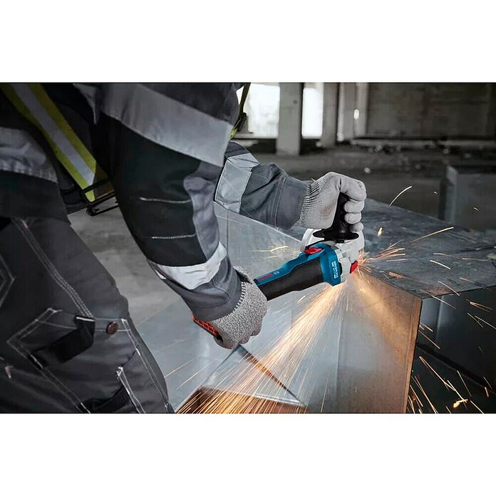 Bosch Professional AMPShare 18V Amoladora angular de batería 18V-8 (2 baterías, 4 Ah, Diámetro disco: 125 mm) | BAUHAUS