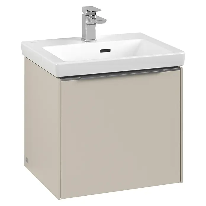 Villeroy & Boch Subway 3.0 Waschbeckenunterschrank - Cashmere Grey, Anzahl Schubladen: 1 Stk., Farbe Griff: Aluminium glänzend, B x T x H: 47,3 x 40,8 x 42,9 cm, Mit Beleuchtung - Elegantes Waschbecken mit Unterschrank in Beige. Das moderne Design mit Chromarmatur passt perfekt in jedes Badezimmer.